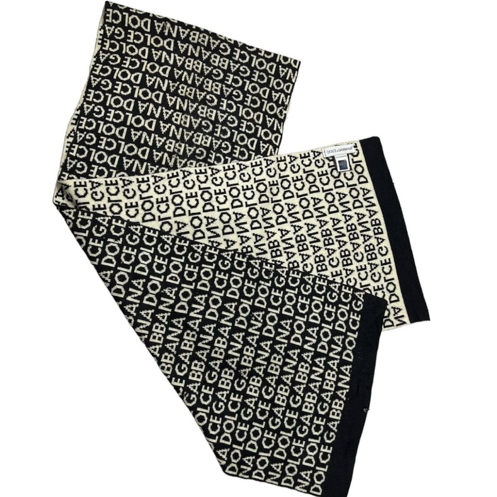 Dolce & Gabbana Black and Cream Logo Scarf